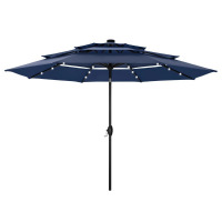 Arlmont & Co. 120'' Lighted Umbrella With Crank, Navy, New in Box $299