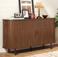 Ebern Designs Piotrowski 55.1" W Solid and Manufactured Wood Sideboard, Walnut, New in Box $299
