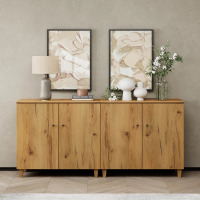 Latitude Run Lysiane 4-Door Accent Cabinet, Oak Brown, New in Box $699