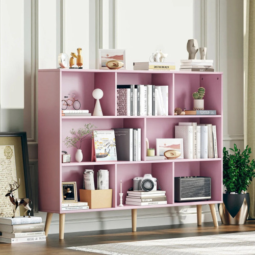 George Oliver Jaen Solid and Manufactured Wood 8 Shelf Cube Bookcase, Pink Blossom, New in Box $299