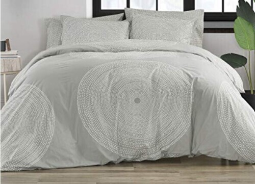 MARIMEKKO - 3-Piece King Duvet Cover Set, Smooth Cotton Percale Bedding with Matching Shams, Lightweight Home Decor (Fokus Grey, King) New In Box $299
