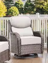 Moosprr MoonLuxe Brown Swivel Glider Wicker Patio Swivel Rocker With Beige Olefin 6 in Thick Cushion New in Box $599