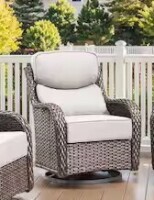 Moosprr MoonLuxe Brown Swivel Glider Wicker Patio Swivel Rocker With Beige Olefin 6 in Thick Cushion New in Box $599