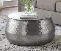 Home Decorators Collection Calluna 30 in. Silver Medium Round Metal Coffee Table with Lift Top Storage New in Box $599