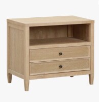 Ebern Designs Beecher Whitewashed Oak Wood Large Nightstand New in Box $699