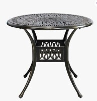 Bloomsbury Market Round Outdoor Dining Table With Umbrella Hole , 35.4'' in. W 35.4'' in. D New in Box $499
