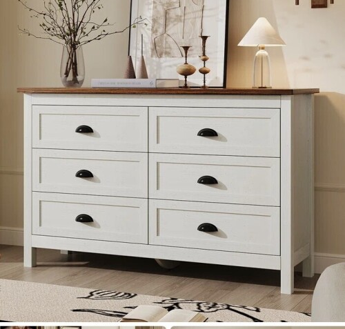 Winston Porter Rilynn Dresser For Bedroom, Modern Dresser With 6 Drawers, Wide Chest Of Drawers With Metal Handles New Open Box $499