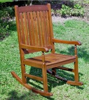 International Caravan Highland Rustic Brown Wood Frame Rocking Chair with Slat Seat New in Box $299
