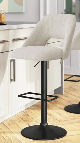 Mercury Row Bridgette 24"-32" Swivel 360&deg; Upholstered Footrests Adjustable Height Bar Stool In Oatmeal New in Box $399