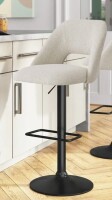 Mercury Row Bridgette 24"-32" Swivel 360&deg; Upholstered Footrests Adjustable Height Bar Stool In Oatmeal New in Box $399