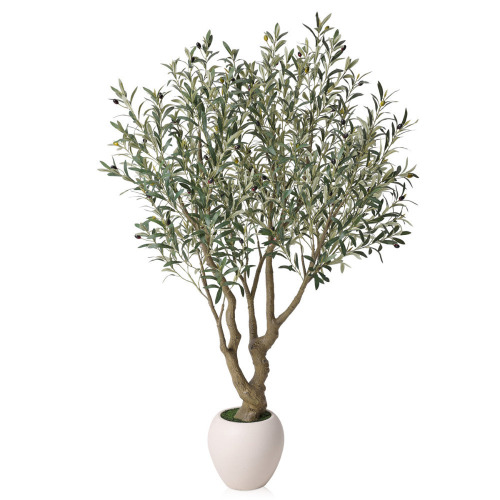 Birch Lane Adcock 7 ft. Artificial Olive Tree In Decorative White Pot, Dense Silk Leaves With Realistic Fruits, UV Resistant Faux Floor Plant For Modern Farmhouse Home Office Decor New In Box $299