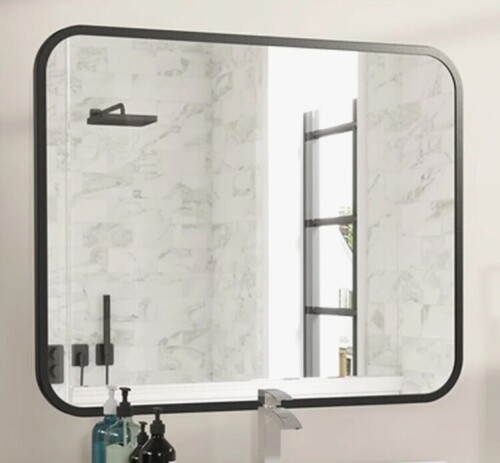 Latitude Run&reg; Black Bathroom Wall Mirror 40"&times;32" - Rectangle Vanity For Over Sink & Bedroom With Round Corner New In Box $399