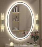 Orren Ellis Aevar UL Certified Front & Back Lighted Anti-Fog Tempered Glass Oval Bathroom/Vanity Mirror, 24' x 32" New In Box $299