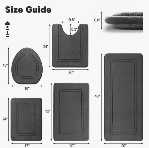 Ebern Designs 5 Piece Plush Memory Foam Bath Rug Set with Non-Slip Backing and High Absorbency New Shelf Pull $99