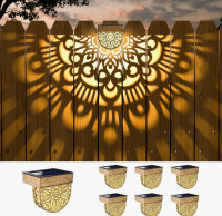 EKQ Mandala Solar Fence Lights Outdoor Solar Step Wall Lights Garden Decor (pack of 6) New In Box $89