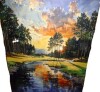 Millwood Pines Green Orange Autumn Golf Haven Country Club II - Country Clubs Wall Decor, 24" x 36" New In Box $199 - 2