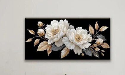 Ophelia & Co. Modern Wall Art Decor Elegant White Flower Picture Art Work, 24" x 48" New In Box $199