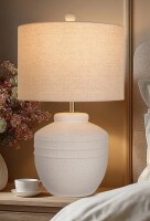 Ebern Designs 22'' Farmhouse Jar Table Lamp, Rotary Switch Rustic Bedside Lamp Pot Nightstand Lamp for Home Deco New Open Box $199