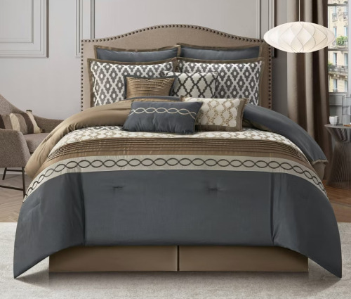 Nanshing America, Inc Caval 10 Piece King Size Jacquard Comforter Set New In Box $299