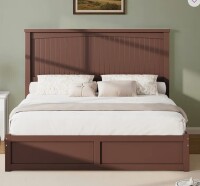 Lark Manor Full Size Adainville 50"H Modern Full Size Solid Wood Bed with 2 Storage Drawers, Espresso New in Box $499