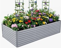 Arlmont & Co Kymari Galvanized Raised Garden Bed, Plant Supports Offered, 8' x 4' x 2' New in Box $299