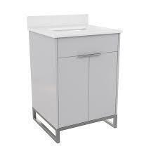 CosmoLiving Leona 24" Bathroom Vanity with Top in Gray with Silver Metal, New in Box $799