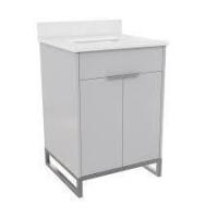 CosmoLiving Leona 24" Bathroom Vanity with Top in Gray with Silver Metal, New in Box $799