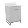 CosmoLiving Leona 24" Bathroom Vanity with Top in Gray with Silver Metal, New in Box $799