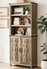 Rosalind Wheeler 72" Farmhouse Storage Cabinet with Wood Doors & Adjustable Shelves in Brown New Shelf Pull $499