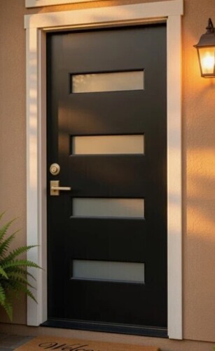 Protons Link 36 In. X 80 In. Black Fiberglass Exterior Door Slab &ndash;Right-Hand Inswing New in Box $899