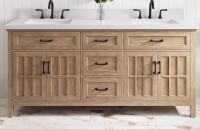 allen + roth Cantrell 72-in Clear Oak Undermount Double Sink Bathroom Vanity with White Engineered Stone Top New in Box $1499