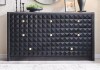 DecorUHome 8 Drawer Dresser for Bedroom 56 inch Wide Mid Century Modern Dresser Wood Chest of Dressers with Diamond Panel Decoration Black