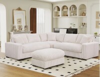Mercer 41 Oversized Corner Sectional Sofa With Ottoman, Corduroy Cloud Sectional Couches (4 boxes) New in Box $4199