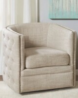 Greyleigh Arazia 360-Degree Swivel Barrel Chair with Tufting and Nail Heads New in Box $699