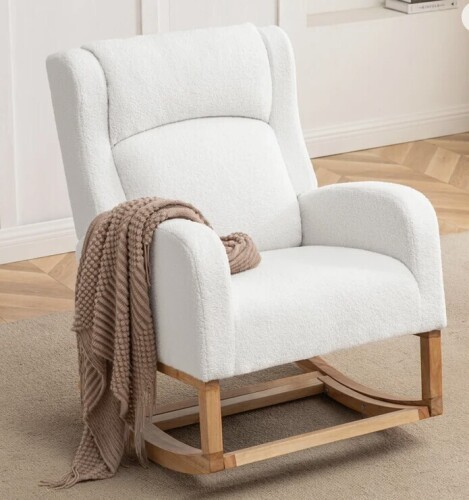 Harriet Bee 27.3" Wide Rocking Chair with Solid Wood Leg and Footrest New Shelf Pull $699