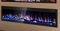 Symple Stuff Smart WiFi Electric Fireplace with Sound Crackling Narrow Bezel Recessed and Wall Mounted Fireplace Heater with App, Remote Control, Log Flame Option New in Box $599
