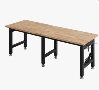 Latitude Run Adjustable Workbench, 5000 lbs Capacity, Oak Wood Top Workstation with 4 AC Outlets & 2 USB Ports, Heavy-Duty Hardwood Worktable for Garage, Workshop, Home, Office, CommercialAdjustable Workbench, 5000 lbs Capacity, Oak Wood Top Workstation w
