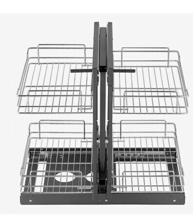 VEVOR Min 15"W Opening Blind Corner Pull Out Organizer, 2 Tier 4 Shelf Kitchen Cabinet Organizer, Chrome Carbon Steel Storage Basket, Slide Out Storage Organizer, Left & Right Open Compatible New in Box $299