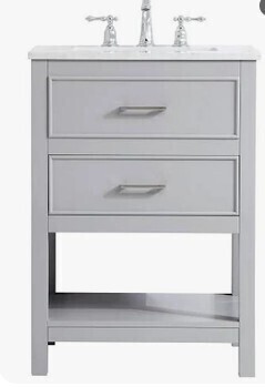 DHP Maine 24" Bathroom Vanity with Top, Gray, New in Box $399