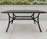 Lark Manor Mariana 60" W Square Metal Outdoor Dining Table with Umbrella Hole New In Box $599