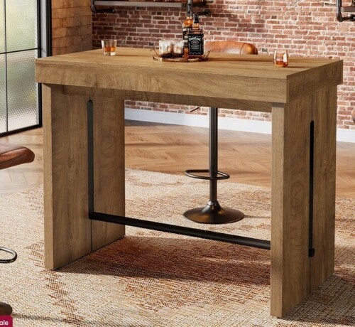 17 Stories 41.3" Counter Height Bar Table, Pub Bar Table With Metal Footrest New in Box $499