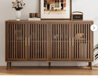 Algherohein Modern Sideboard and Buffets Cabinet,Entryway Cabinet with 4 Grille Striped Door New in Box $399