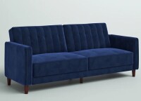Mercury Row Perdue 81.5" Velvet Square Arm Futon in Blue New in Box $899