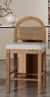 Laurel Foundry Modern Farmhouse Judd 24.50'' Seat Height Modern Rustic Rubberwood Counter Stools With Upholstered Seat And Handwoven Rattan Back New in Box $399