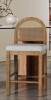 Laurel Foundry Modern Farmhouse Judd 24.50'' Seat Height Modern Rustic Rubberwood Counter Stools With Upholstered Seat And Handwoven Rattan Back New in Box $399