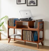 George Oliver Bailey Large Record Storage Console in Walnut New in Box $399
