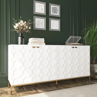 Lark Manor Araneli 64" W High Gloss Honeycomb Wood Sideboard, White, New in Box $1,499
