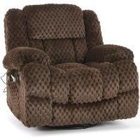 Latitude Run Kinue 41.3" W Swivel Upholstered Recliner with Massage and Heat, Dark Brown Faux Fur, New in Box $999