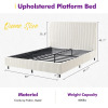 Latitude Run Queen Size Modern Upholstered Bed Frame with Vertical Corduroy Headboard, Cream, New in Box $299