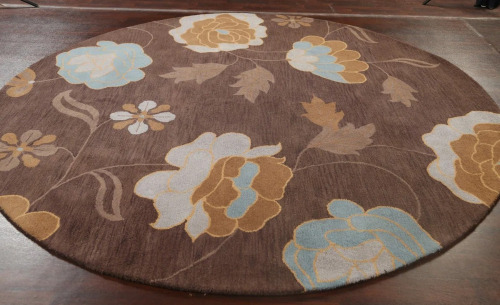 Red Barrel Studio 10' Round Modern Floral Oriental Area Rug Dining Room Hand-Tufted Wool Carpet, $1,099